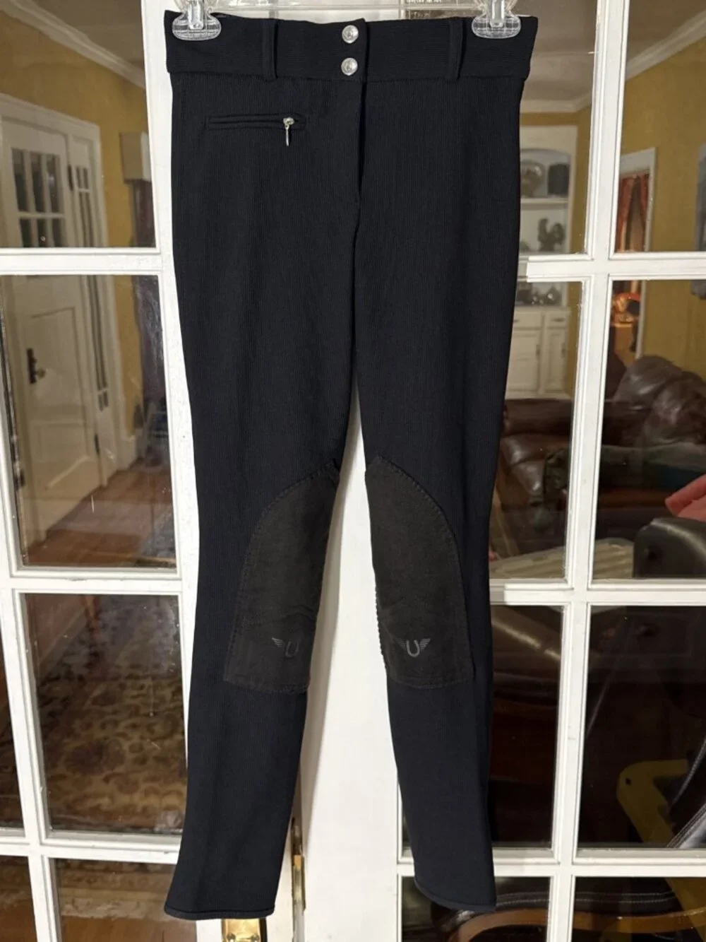 NWT Let’s Ride Equestrian Ribb Knee Patch Black Riding 24 Pants Low rise